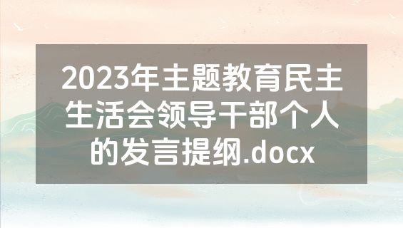 2023年主题教育民主生活会领导干部个人的发言提纲.docx