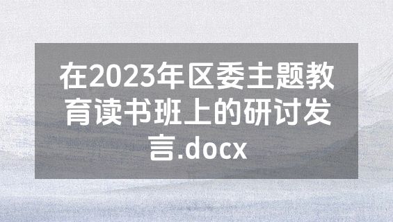 在2023年区委主题教育读书班上的研讨发言.docx