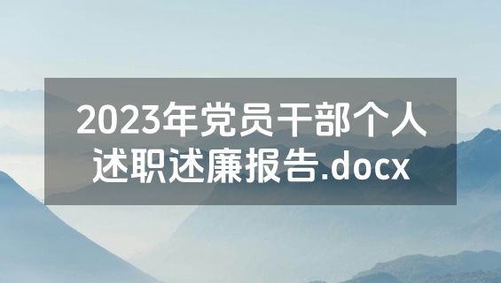 2023年党员干部个人述职述廉报告.docx