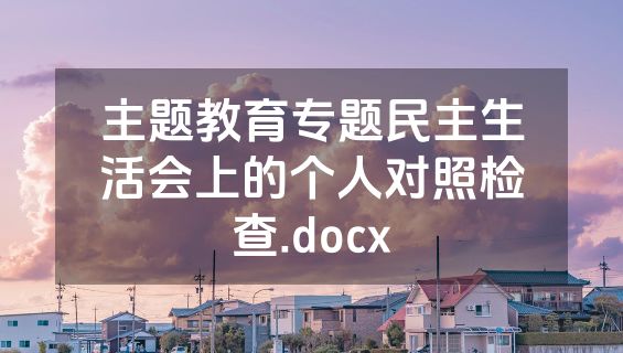 主题教育专题民主生活会上的个人对照检查.docx