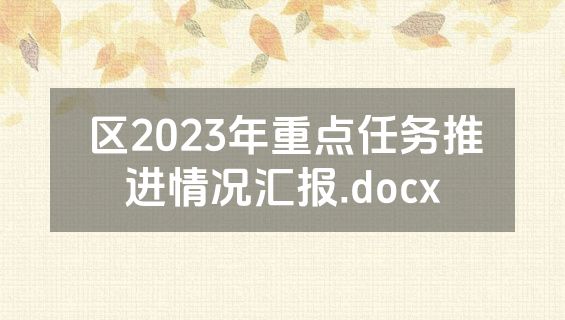 区2023年重点任务推进情况汇报.docx
