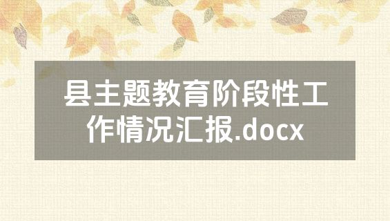 县主题教育阶段性工作情况汇报.docx