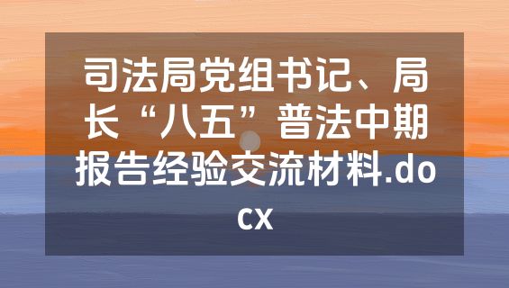 司法局党组书记、局长“八五”普法中期报告经验交流材料.docx