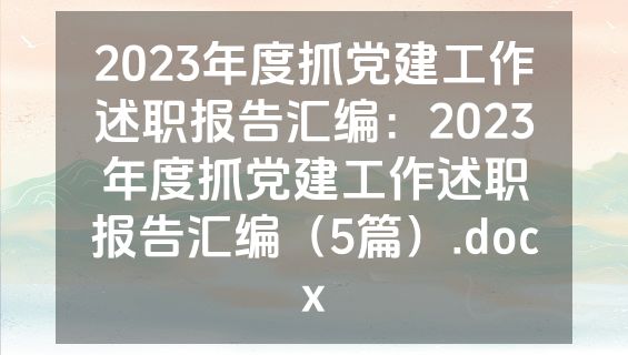 2023年度抓党建工作述职报告汇编：2023年度抓党建工作述职报告汇编（5篇）.docx