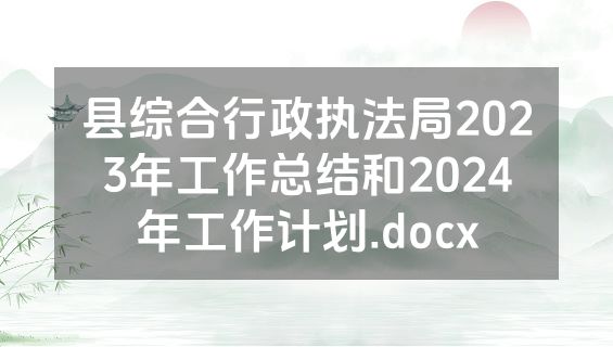 县综合行政执法局2023年工作总结和2024年工作计划.docx