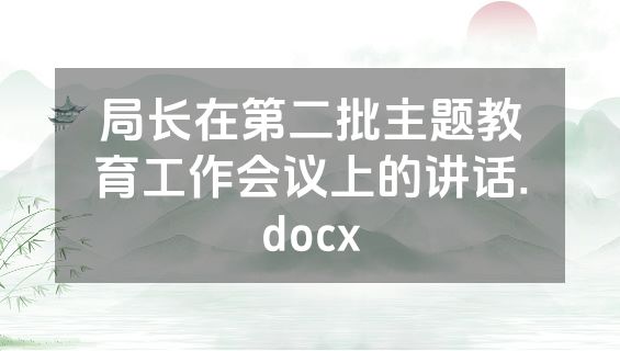 局长在第二批主题教育工作会议上的讲话.docx