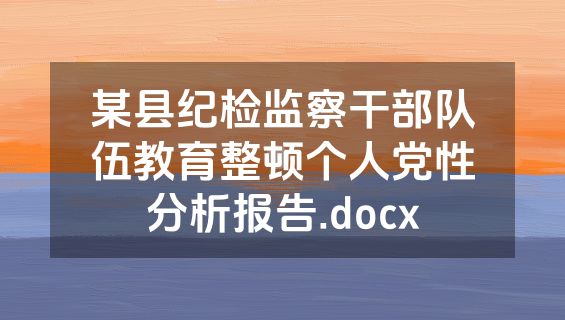某县纪检监察干部队伍教育整顿个人党性分析报告.docx