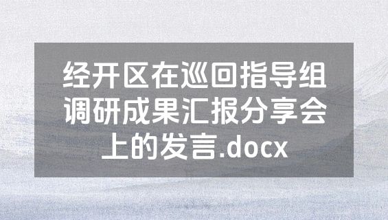 经开区在巡回指导组调研成果汇报分享会上的发言.docx