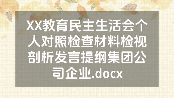 XX教育民主生活会个人对照检查材料检视剖析发言提纲集团公司企业.docx