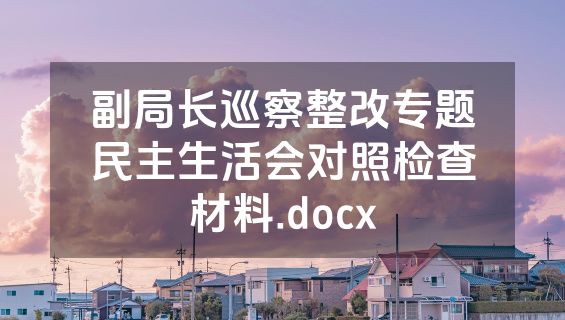 副局长巡察整改专题民主生活会对照检查材料.docx