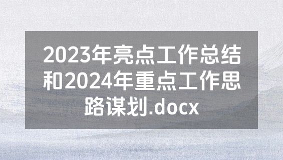2023年亮点工作总结和2024年重点工作思路谋划.docx
