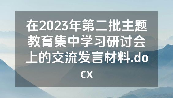 在2023年第二批主题教育集中学习研讨会上的交流发言材料.docx