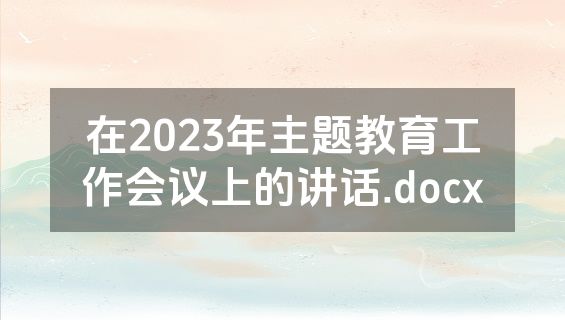 在2023年主题教育工作会议上的讲话.docx