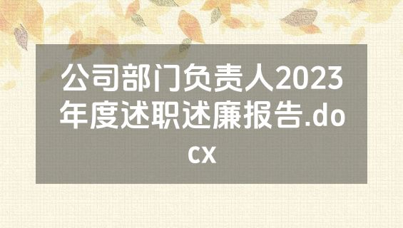 公司部门负责人2023年度述职述廉报告.docx