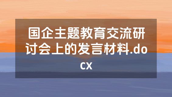 国企主题教育交流研讨会上的发言材料.docx