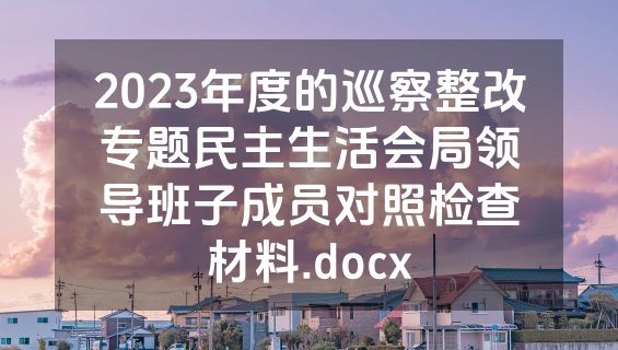 2023年度的巡察整改专题民主生活会局领导班子成员对照检查材料.docx