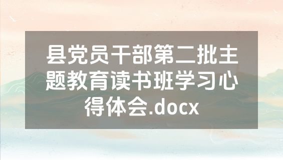 县党员干部第二批主题教育读书班学习心得体会.docx