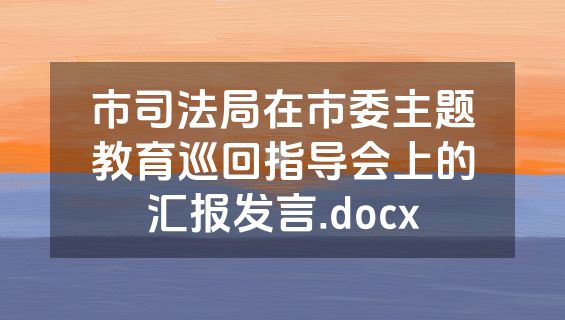 市司法局在市委主题教育巡回指导会上的汇报发言.docx