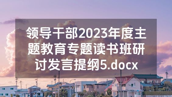 领导干部2023年度主题教育专题读书班研讨发言提纲5.docx