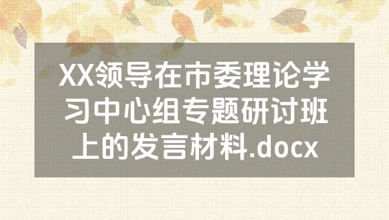 XX领导在市委理论学习中心组专题研讨班上的发言材料.docx
