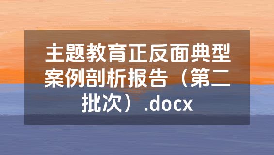 主题教育正反面典型案例剖析报告（第二批次）.docx