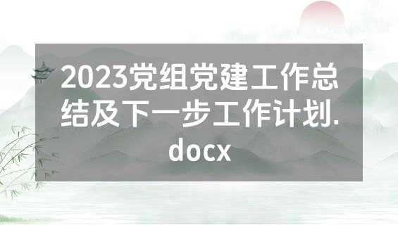 2023党组党建工作总结及下一步工作计划.docx