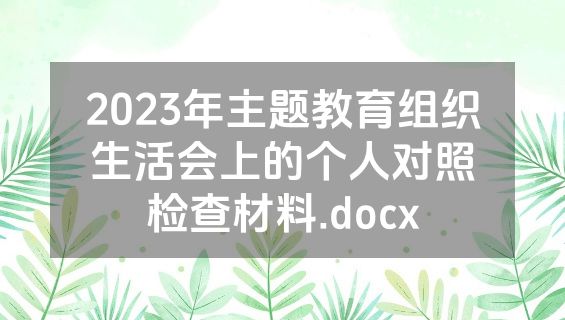 2023年主题教育组织生活会上的个人对照检查材料.docx