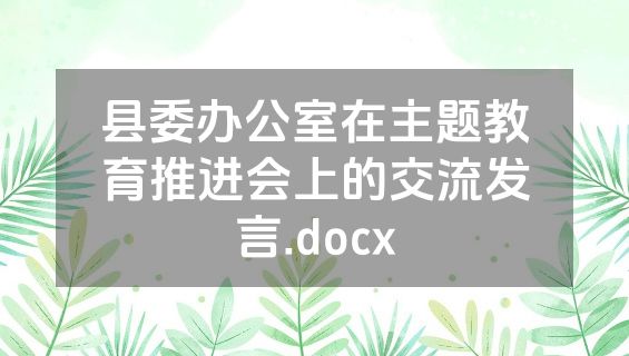 县委办公室在主题教育推进会上的交流发言.docx