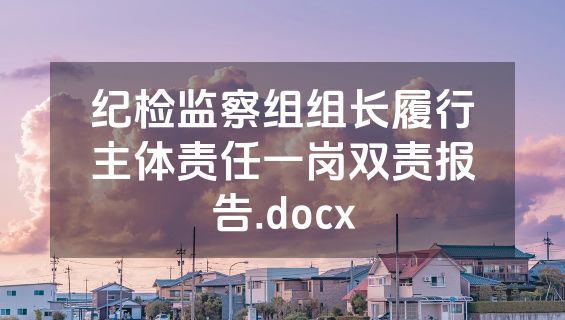 纪检监察组组长履行主体责任一岗双责报告.docx
