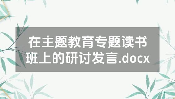 在主题教育专题读书班上的研讨发言.docx