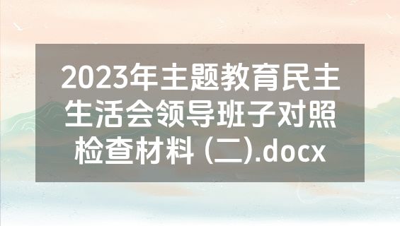 2023年主题教育民主生活会领导班子对照检查材料 (二).docx