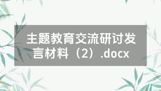 主题教育交流研讨发言材料（2）.docx