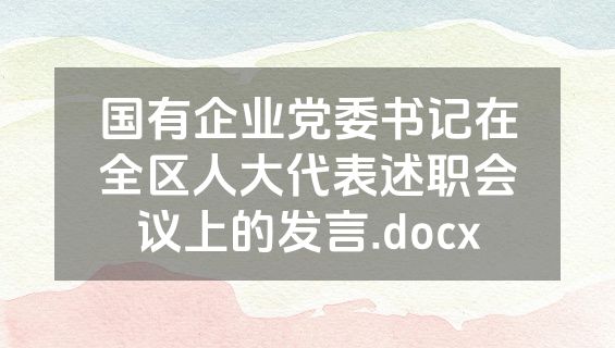 国有企业党委书记在全区人大代表述职会议上的发言.docx
