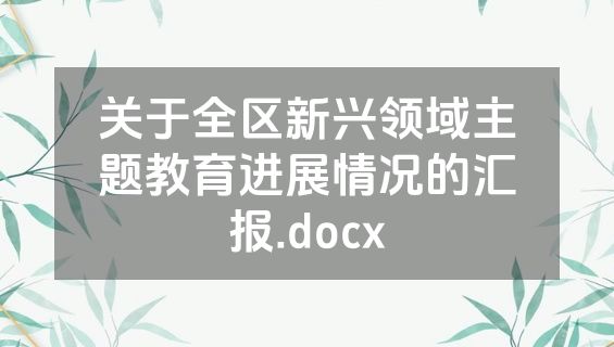 关于全区新兴领域主题教育进展情况的汇报.docx