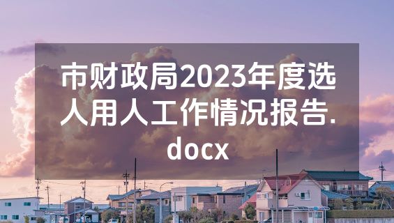 市财政局2023年度选人用人工作情况报告.docx