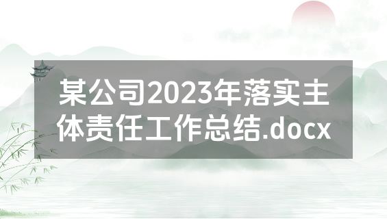 某公司2023年落实主体责任工作总结.docx