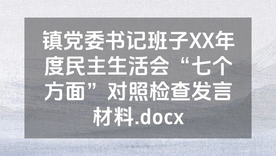 镇党委书记班子XX年度民主生活会“七个方面”对照检查发言材料.docx