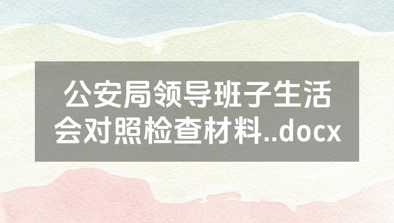 公安局领导班子生活会对照检查材料..docx