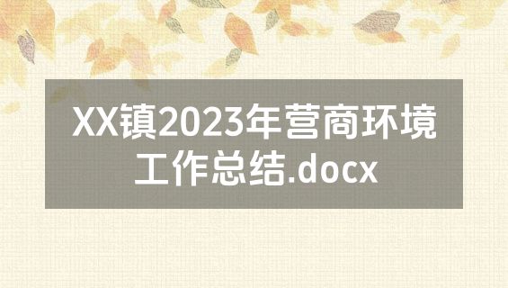 XX镇2023年营商环境工作总结.docx
