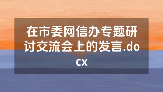 在市委网信办专题研讨交流会上的发言.docx