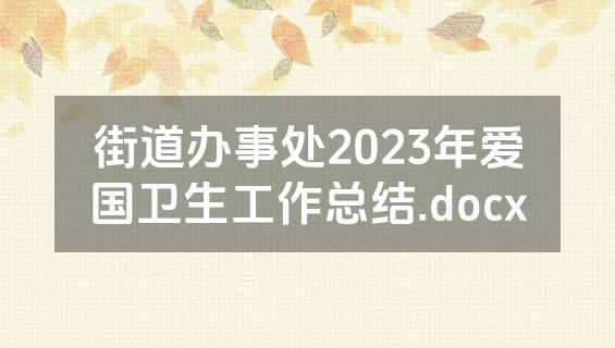 街道办事处2023年爱国卫生工作总结.docx