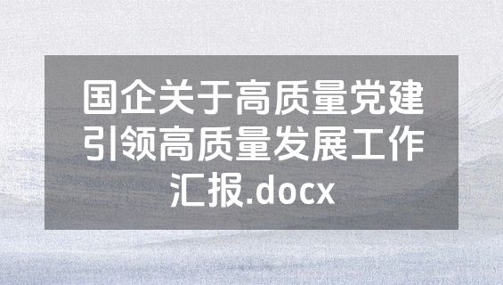 国企关于高质量党建引领高质量发展工作汇报.docx