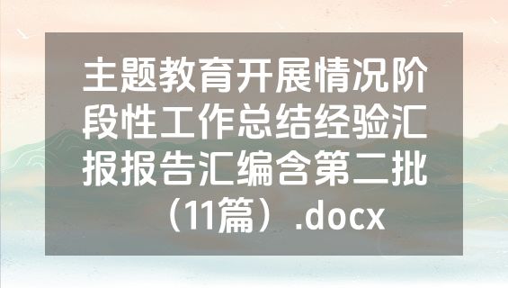 主题教育开展情况阶段性工作总结经验汇报报告汇编含第二批（11篇）.docx