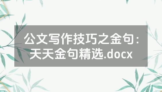 公文写作技巧之金句：天天金句精选.docx