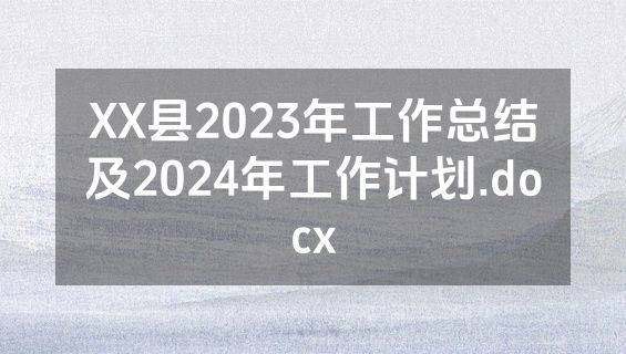 XX县2023年工作总结及2024年工作计划.docx