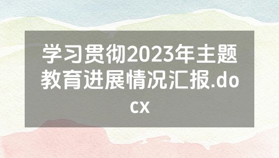 学习贯彻2023年主题教育进展情况汇报.docx