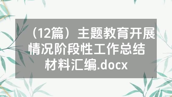 （12篇）主题教育开展情况阶段性工作总结材料汇编.docx