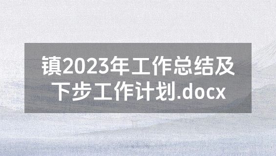 镇2023年工作总结及下步工作计划.docx