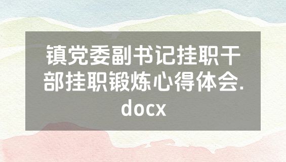 镇党委副书记挂职干部挂职锻炼心得体会.docx