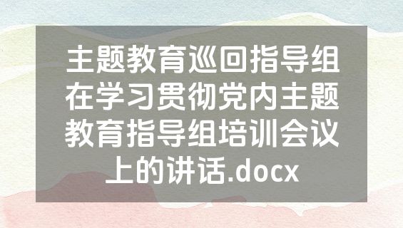 主题教育巡回指导组在学习贯彻党内主题教育指导组培训会议上的讲话.docx